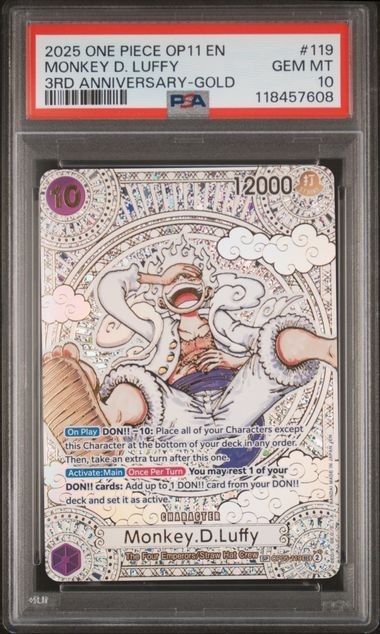 PSA 10 Monkey D Luffy SP Gold OP05-119 A Fist of Divine Speed OP