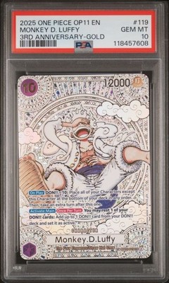 PSA 10 Monkey D Luffy SP Gold OP05-119 A Fist of Divine Speed OP