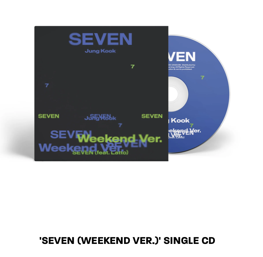 BTS Jungkook Official Seven Single CD / Weekday Ver / Weekend Ver