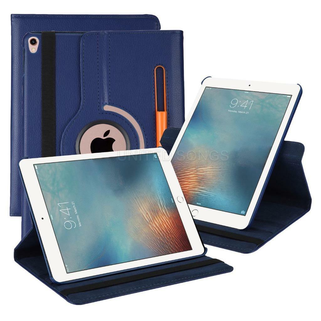 360 Rotating Leather Case Smart Cover w/ Stylus Pen Slot For iPad