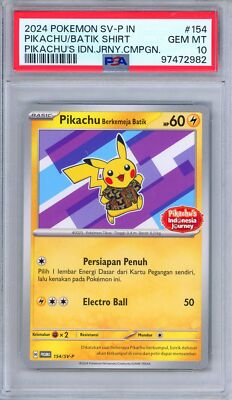 PSA 10 Pikachu Batik Shirt 154/SV-P Pikachu's Indonesian Journey