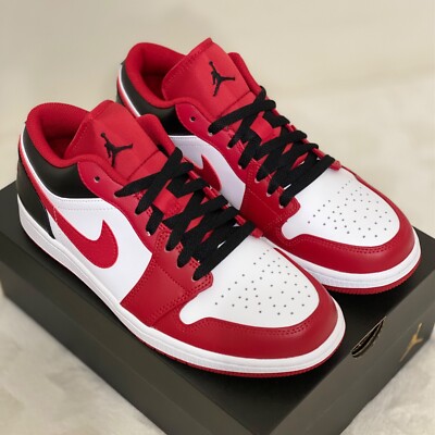 Air Jordan 1 Low BULLS White/Gym Red-Black-4.5Y-7Y, 8-13 US Men's