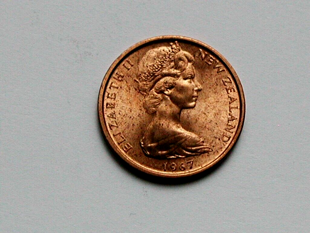 New Zealand 1967 1 CENT Elizabeth II Coin UNC with Cartwheel