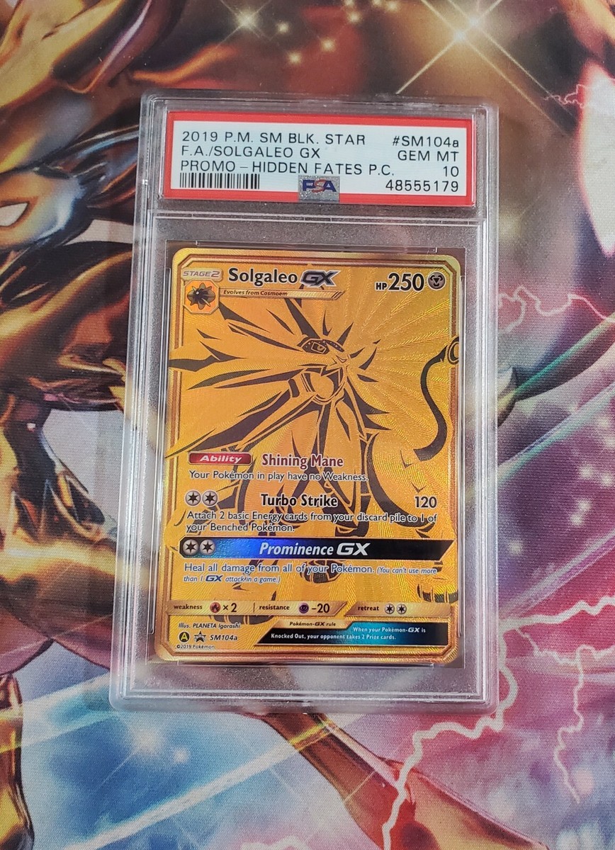 PSA 10 GEM MINT Solgaleo GX SM104a Hidden Fates Promo Gold Card | eBay