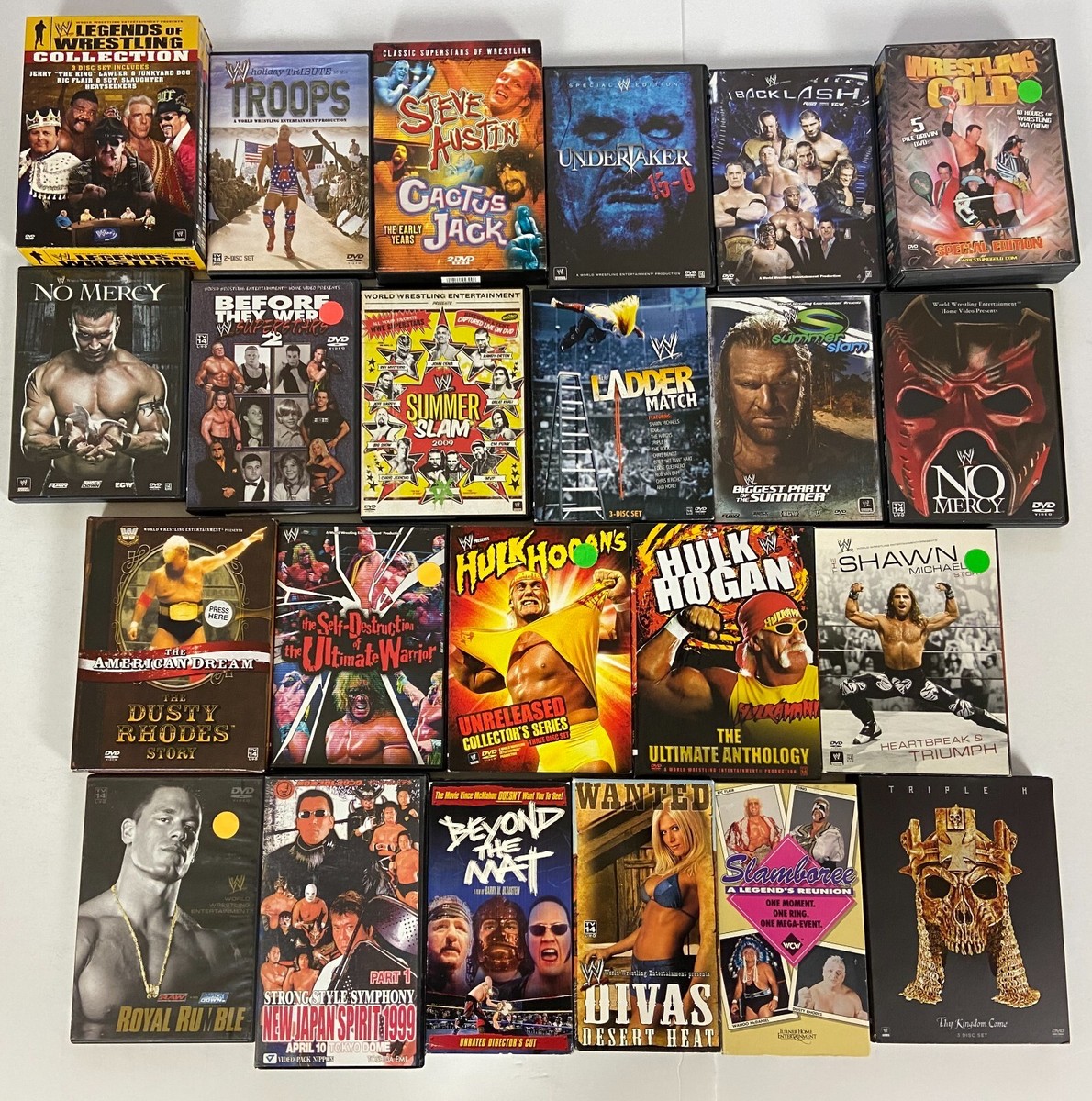 WWE WWF WRESTLING DVD VHS Video Tape 23pc Collection Lot Hogan