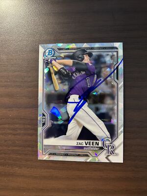 Zac Veen 2021 Bowman Chrome ATOMIC REFRACTOR SIGNED AUTO *IP