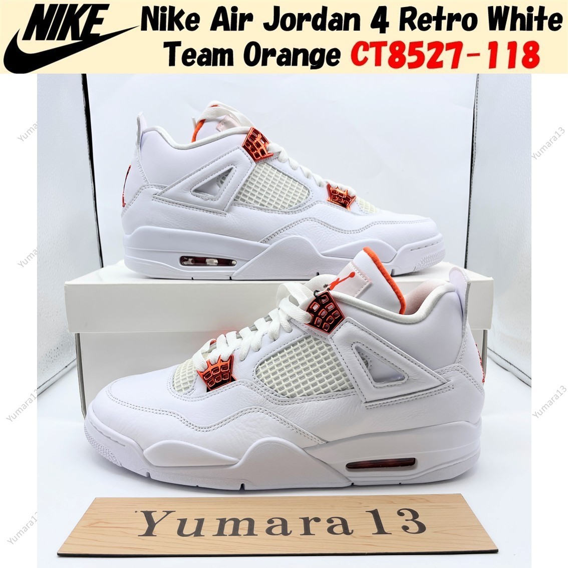 Nike Air Jordan 4 Retro White Team Orange CT8527-118 Men's Size | eBay