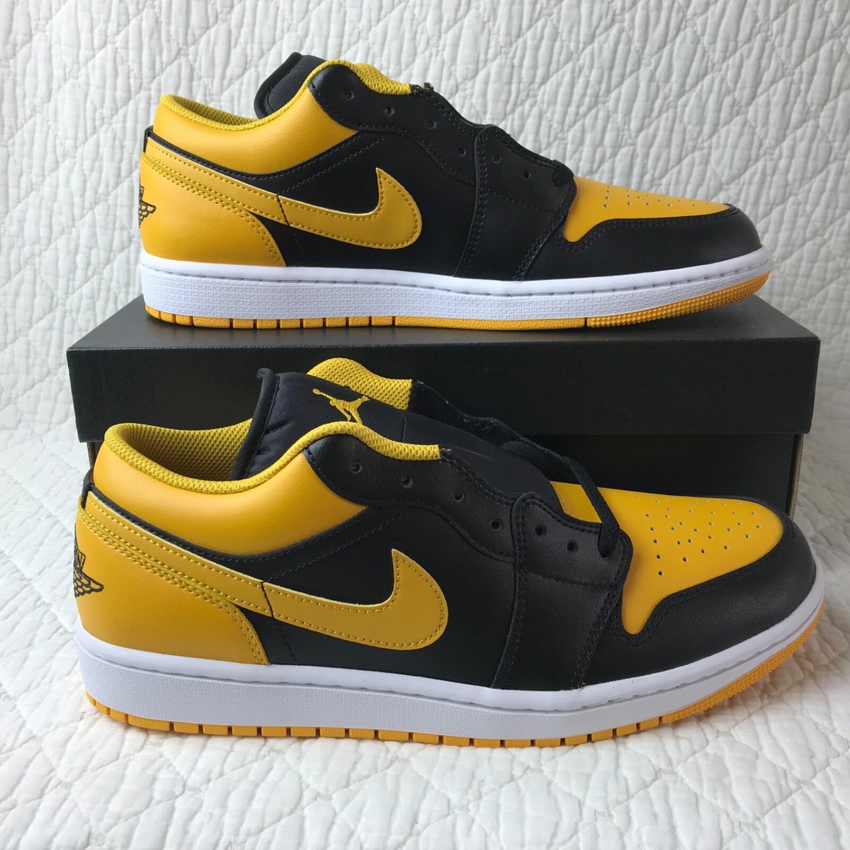 Nike Air Jordan 1 Low Shoes Men's SZ 10 Black/Yellow Ochre White
