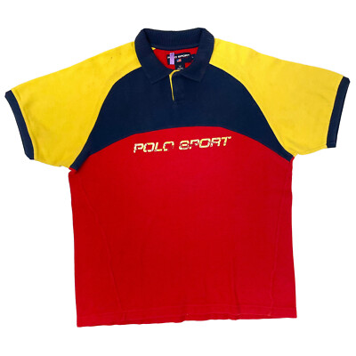 Vtg 90's Ralph Lauren POLO Sport SPELLOUT Streetwear COLOR BLOCK