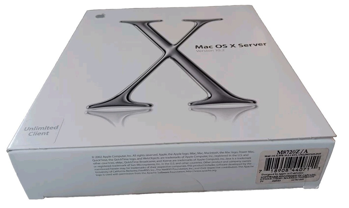 Apple Mac OS X Server 10.2 Unlimited Client (M8720Z/A), NOS (2002