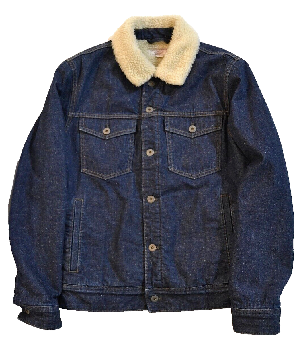 J.Crew Wallace & Barnes Japanese Denim Trucker Jacket Sherpa