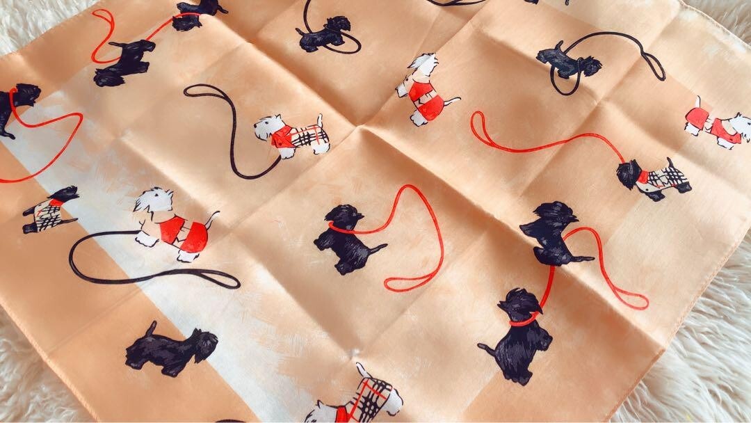 Burberry Dog pattern Handkerchief Mini Scarf Leash Check 50x50cm