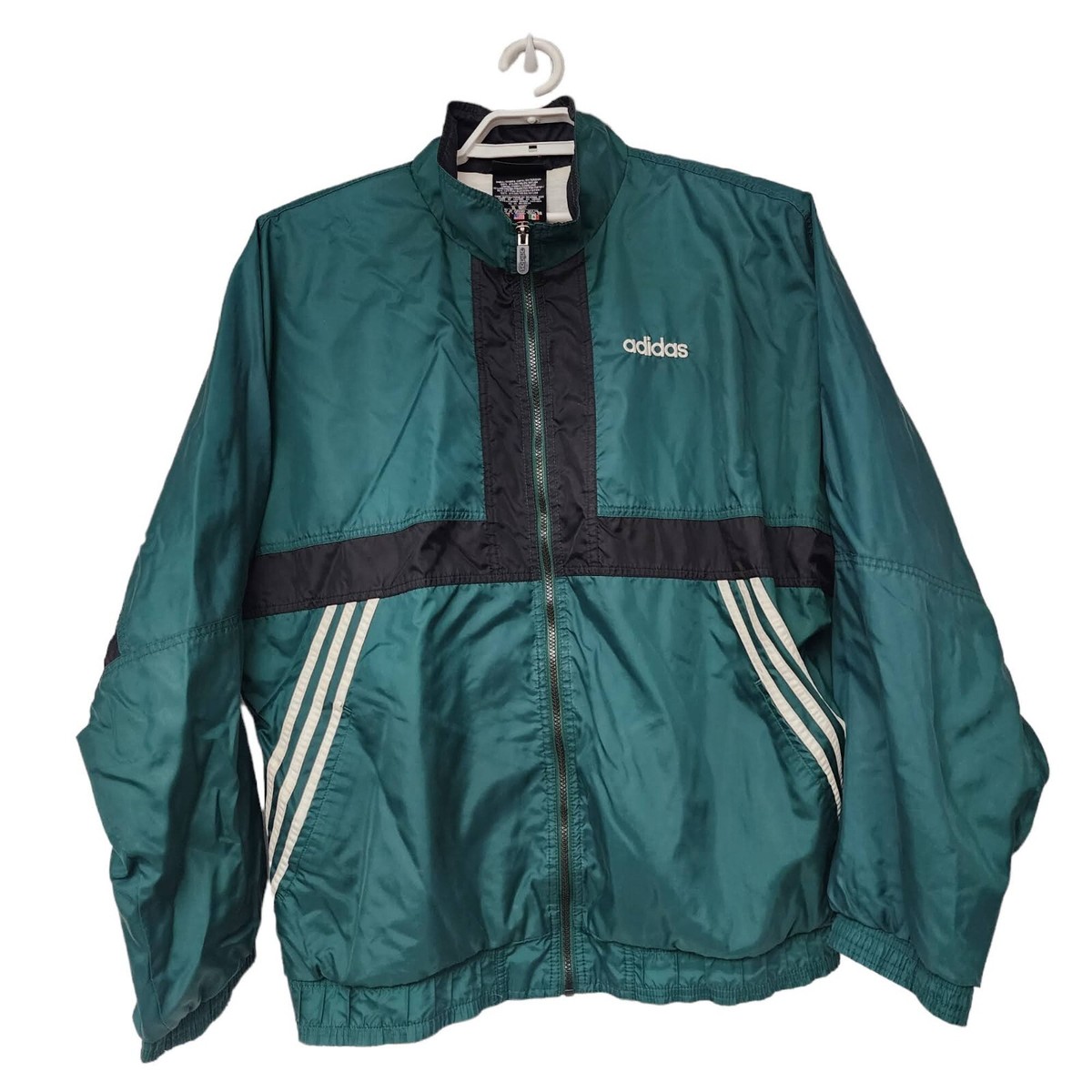 Vtg Adidas Mens XL Windbreaker Three Stripe Full Zip Jacket