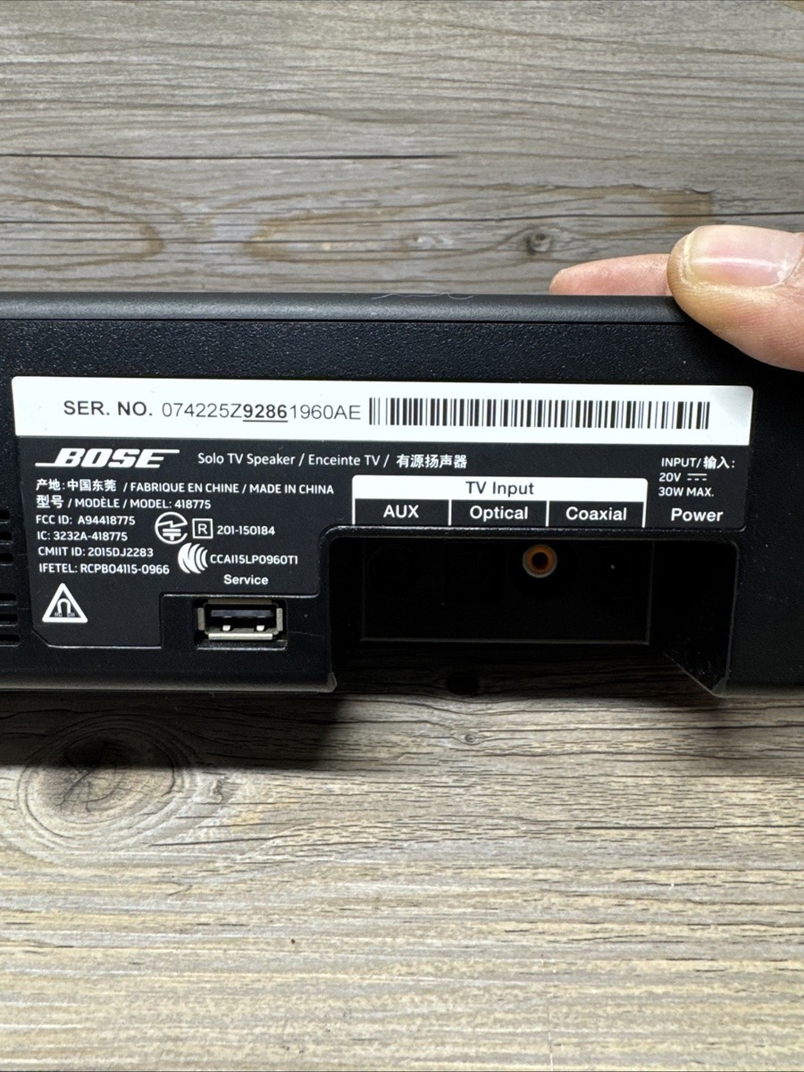 Bose Solo TV Speaker Soundbar Model 418775 - Black - No Remote