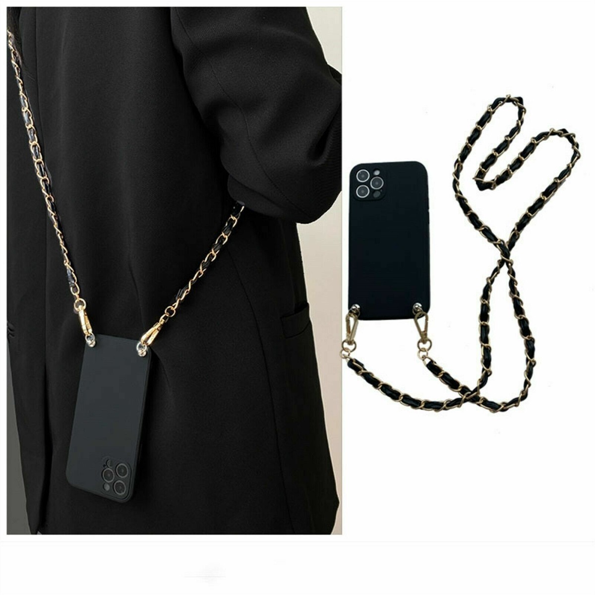 Luxury Crossbody Lanyard Necklace Leather Bracelet Chain Phone
