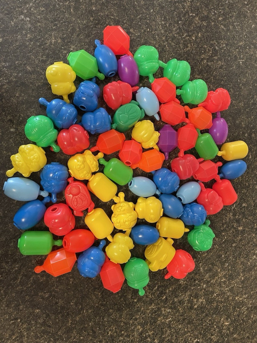 63 Vintage Fisher Price Snap Lock Beads Plastic Interlocking Multi