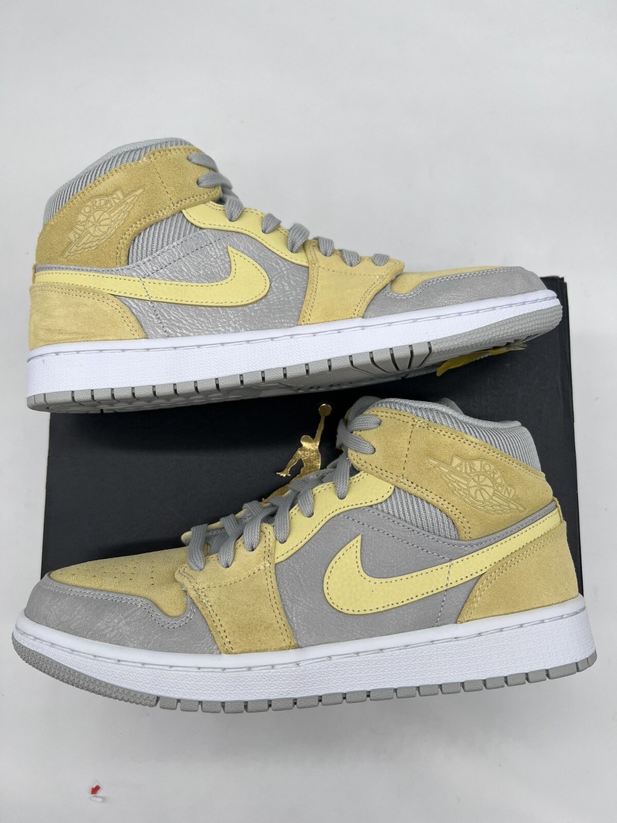 Air Jordan 1 Mid Mixed Textures Yellow Size 9 DA4666-001 Grey Gray