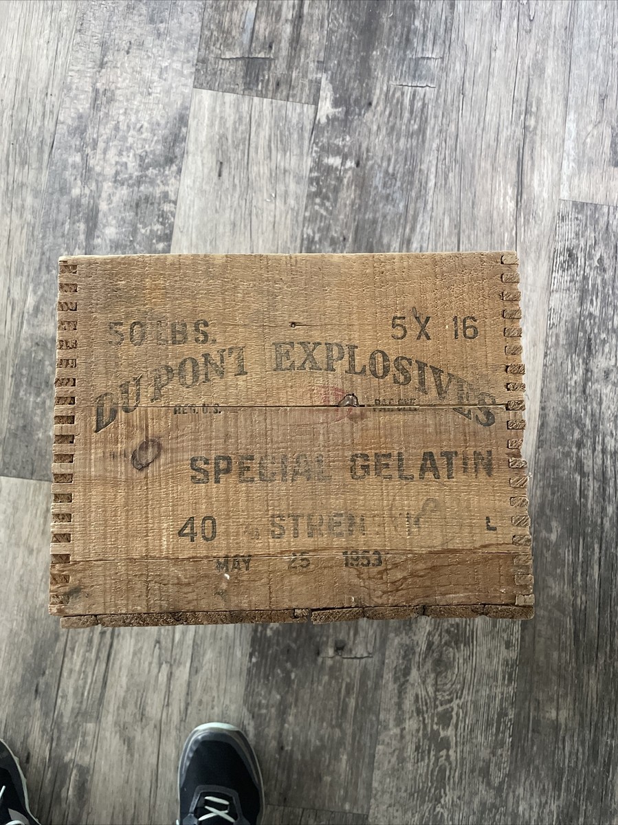 Rare Vintage Dupont Explosives Extra Dynamite Wood Case Crate Box