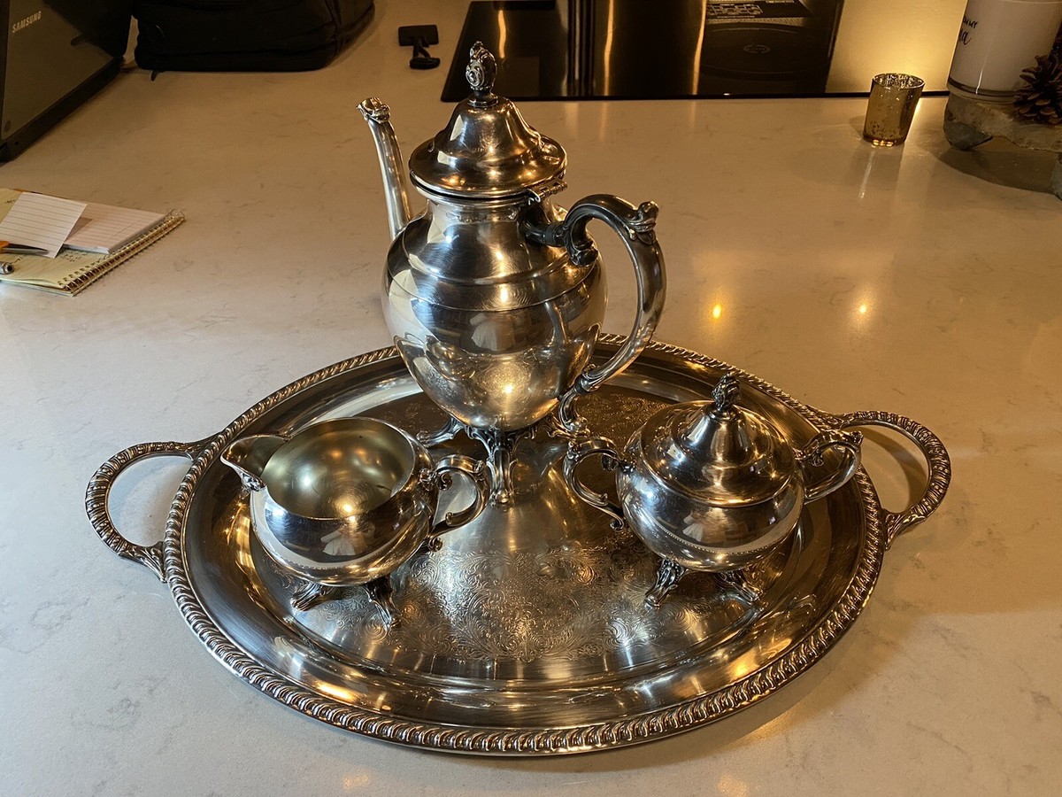 Wm Rogers vintage Silver Plate Three-piece Tea Coffee Set full set