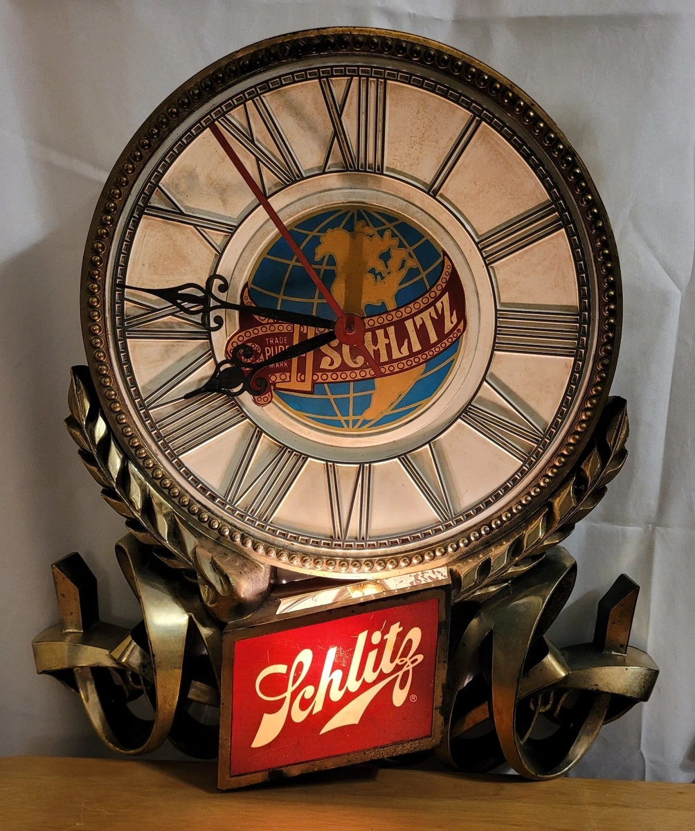 Vintage Beer Sign Clock In Collectible Schlitz Signs & Tins for