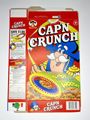 1996 Empty Cap'n Crunch Mini Woosh Offer 16OZ Cereal Box SKU U198