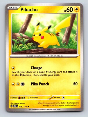 Pikachu HP 60 Charge Ability Pika Punch Attack Yellow Pokémon Card