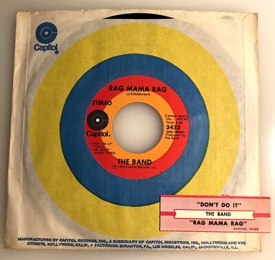 THE BAND / Don't Do It & Rag Mama Rag / 1972 45 / NM+ | eBay