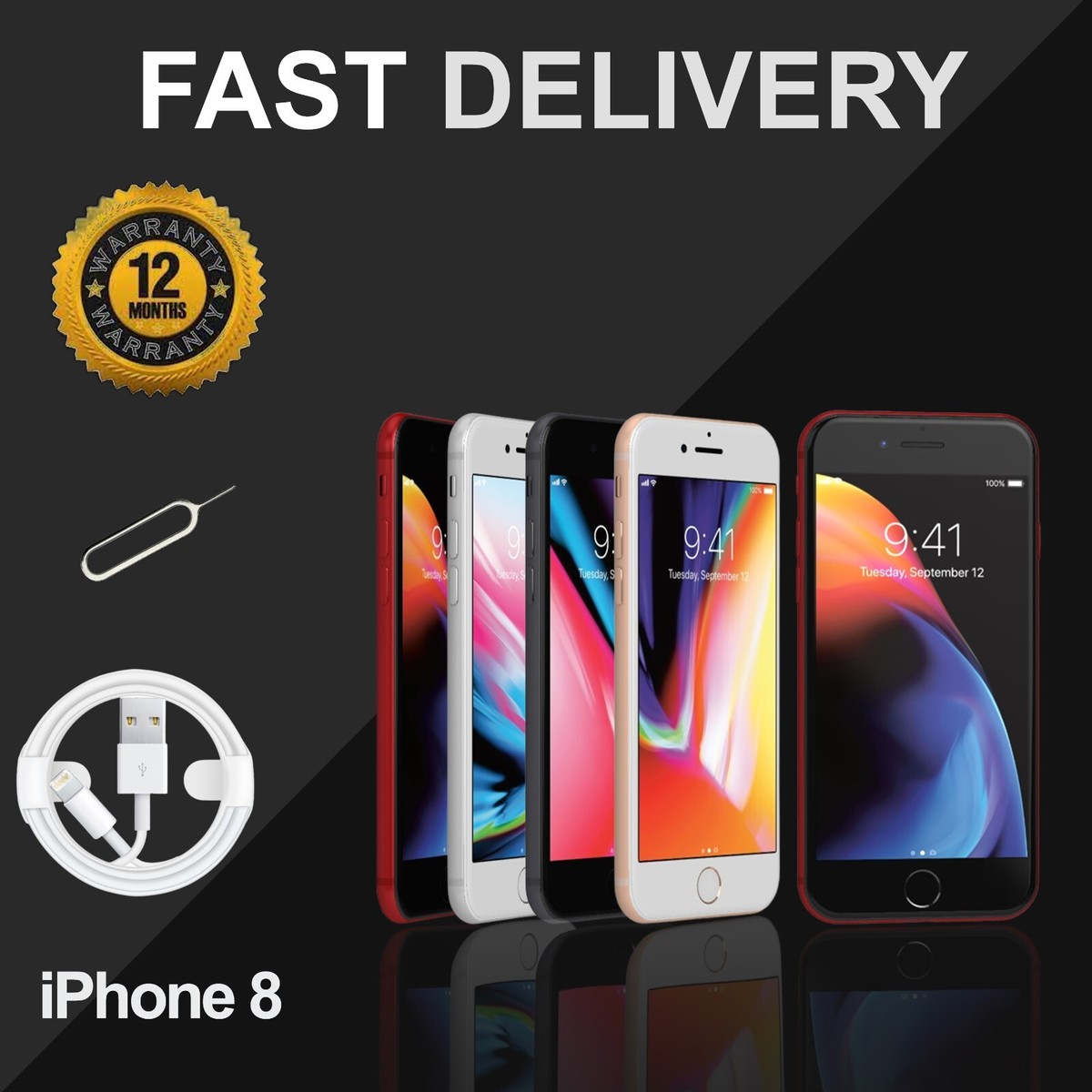 Apple iPhone 8 64GB-UNLOCKED-Excellent-REFURB Battery Health 90