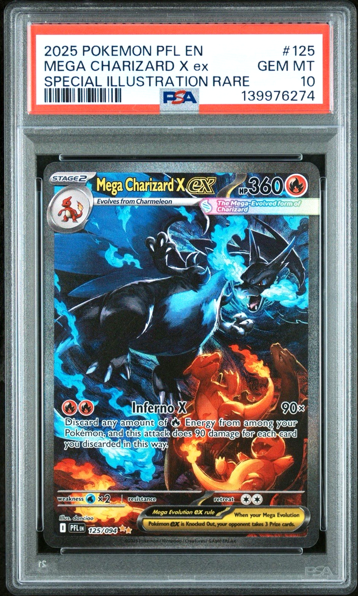 PSA 10 GEM Mint Mega Charizard X ex 125/094 SIR Phantasmal Flames