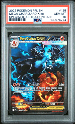 PSA 10 GEM Mint Mega Charizard X ex 125/094 SIR Phantasmal Flames