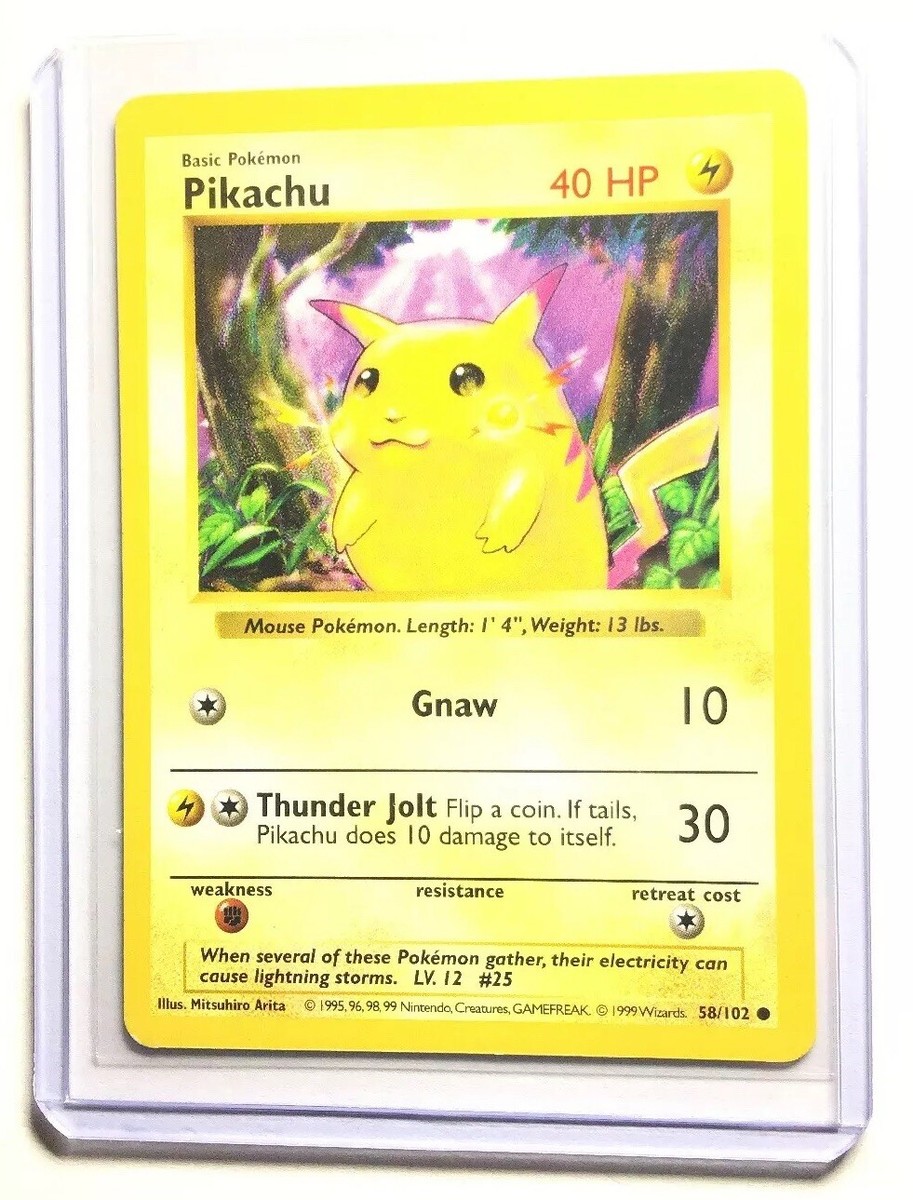 PIKACHU - 58/102 - SHADOWLESS Base Set - Pokemon Card - EXC / NM
