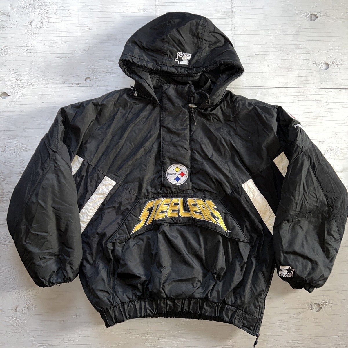 Vintage 90s Starter Pittsburgh Steelers Hooded 1/2 Zip Pullover
