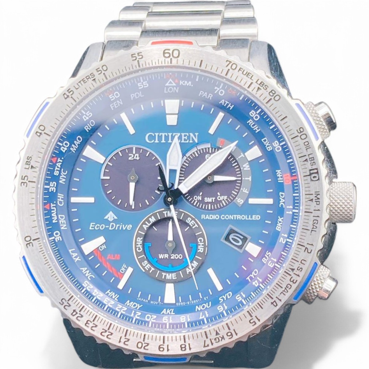 Used Citizen Eco-Drive WR200 Radio Controlled Blue Watch E660