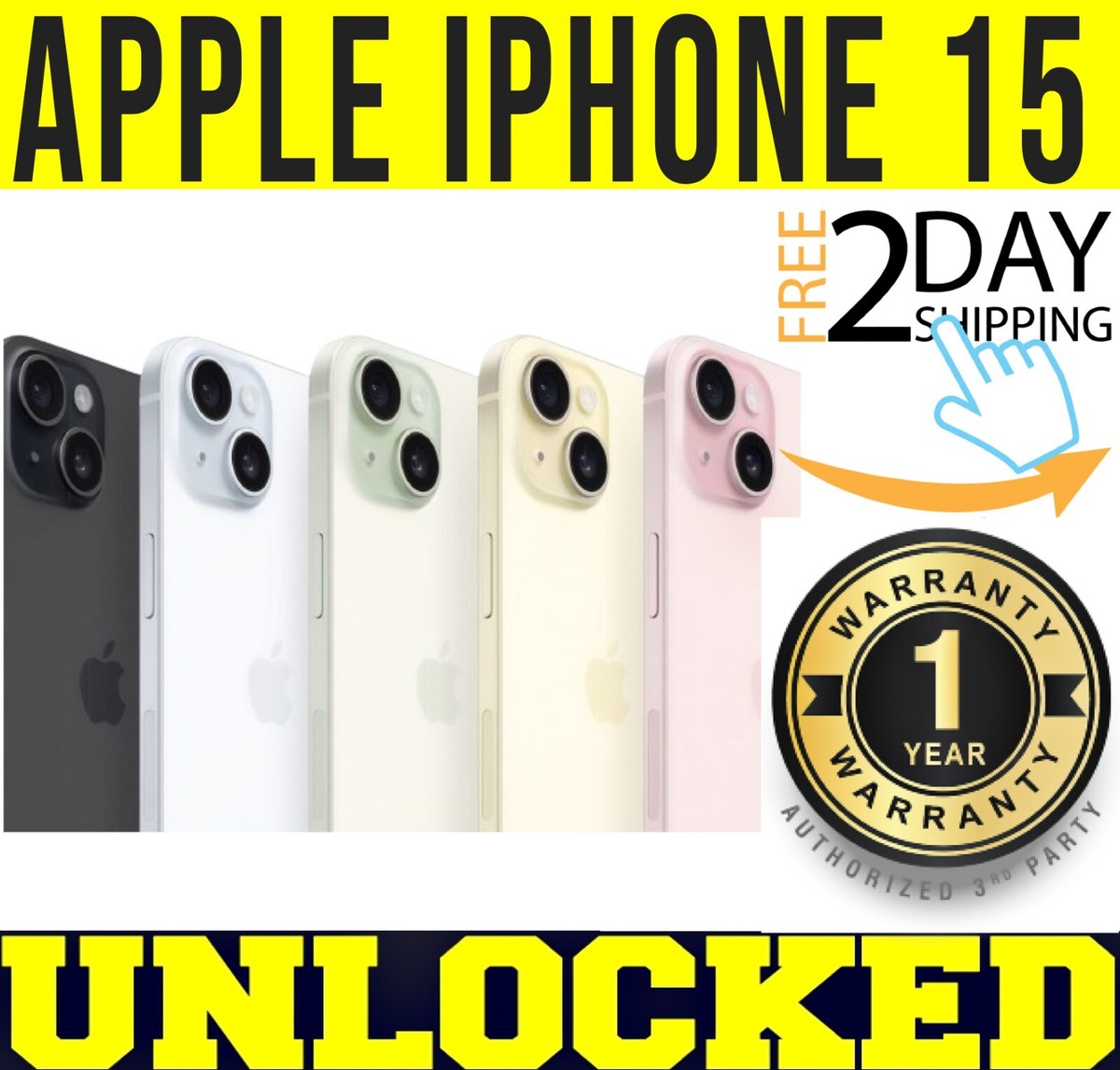 APPLE IPHONE 15 - 128GB 256GB 512GB (FACTORY UNLOCKED) 🔋 100