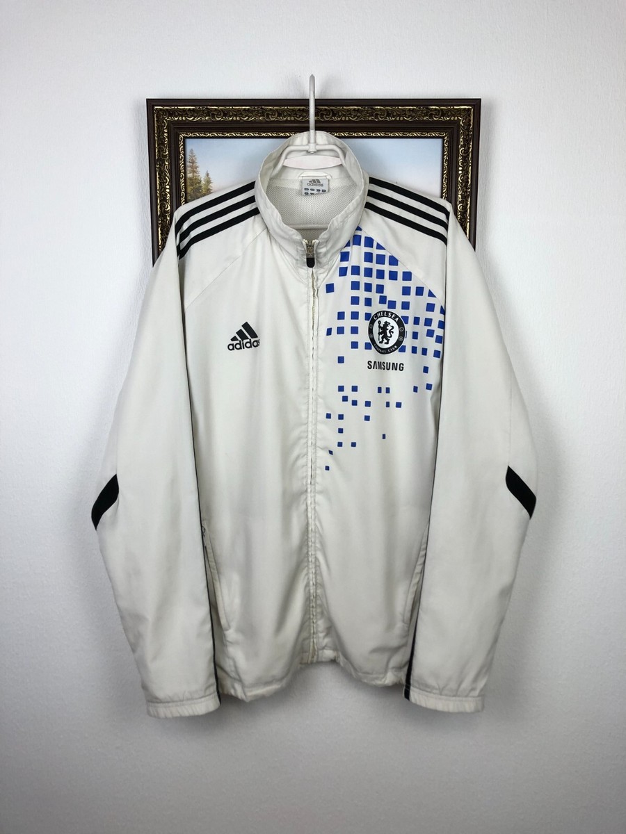 Vintage Adidas Chelsea Football Jacket Soccer Track Top White Mens