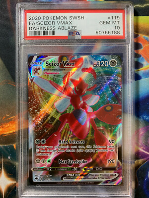 POKEMON 2020 DARKNESS ABLAZE F/A SCIZOR VMAX #119 PSA GEM MINT 10