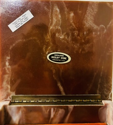 Vintage Incolay Stone Composite Jewelry Box With Tray Cherub