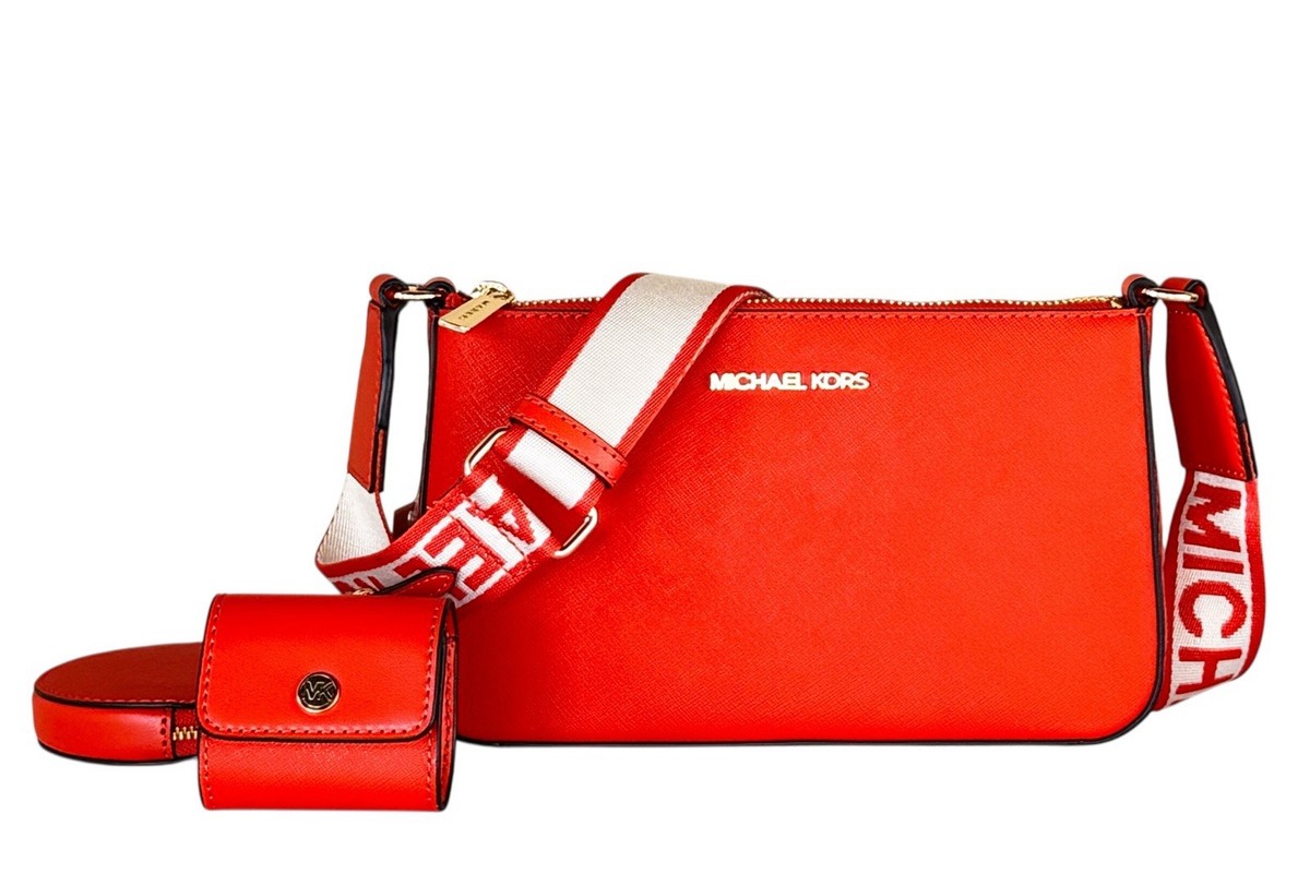 Michael Kors Jet Set Travel Small Crossbody Bag Tech Attached Red