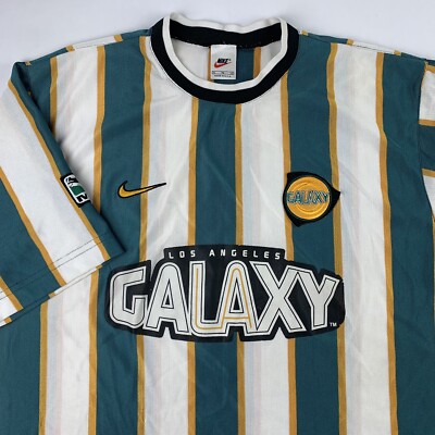 Vintage 90s Nike Los Angeles LA Galaxy MLS Striped Soccer Jersey