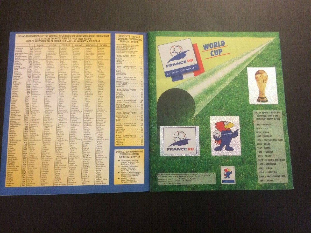 PANINI FRANCE 98 WORLD CUP 1998 ALBUM COMPLETE ORIGINAL FULL