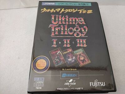 Ultima Trilogy 1,2,3 FM TOWNS / MARTY Game Disk,Map,Boxed set