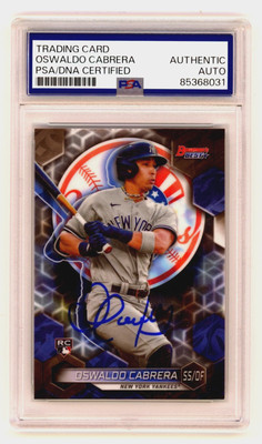 Oswaldo Cabrera 2023 Bowman's Best #53 Signed Rookie RC PSA Auth