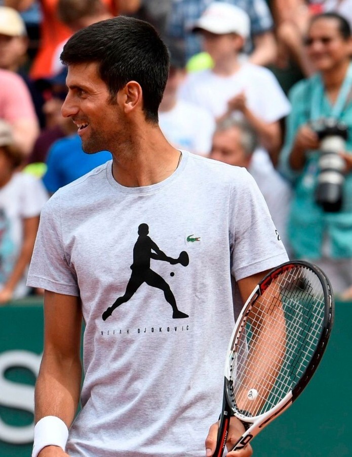 Lacoste tennis Novak Djokovic 2018 navy shadow practice t-shirt