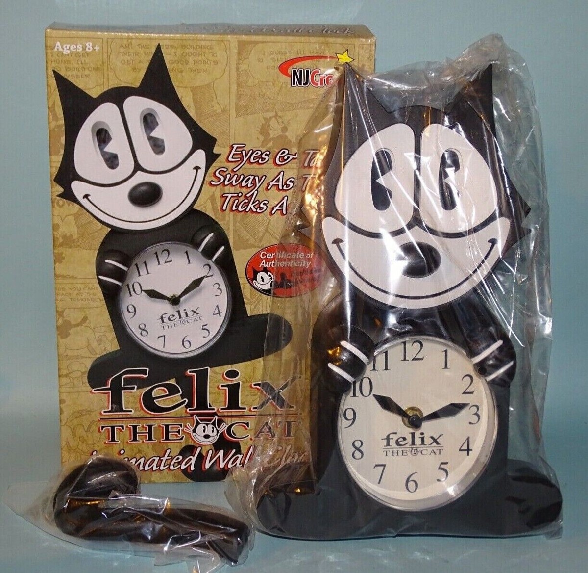 NJ Croce Felix the Cat 3D Motion Wall Clock Authentic Original NEW