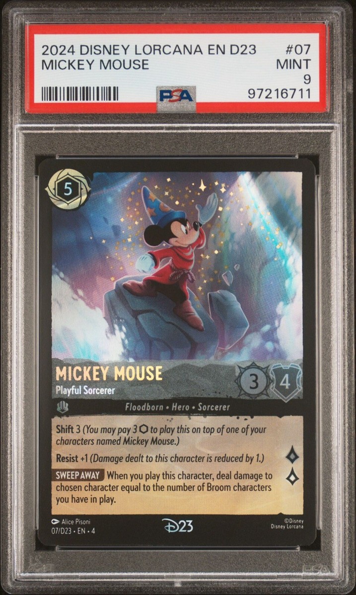 2024 DISNEY LORCANA EN D23 MICKEY MOUSE PLAYFUL SORCERER PSA 9 | eBay