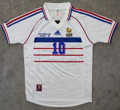 France Zidane #10 Away 1998 Jersey Soccer Football Men Size XL | eBay