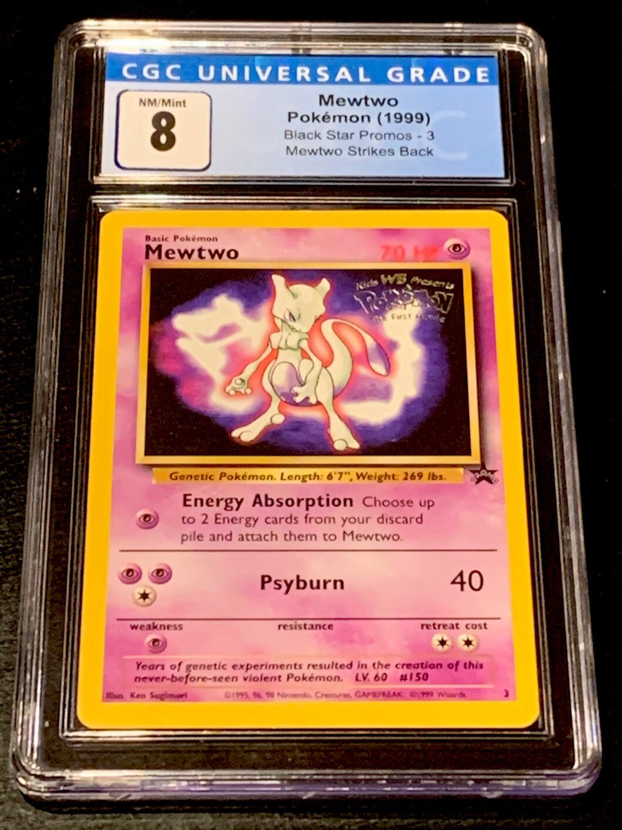 1999 POKEMON MOVIE MEWTWO BLACK STAR PROMO # 3 -CGC 8 NM/MINT