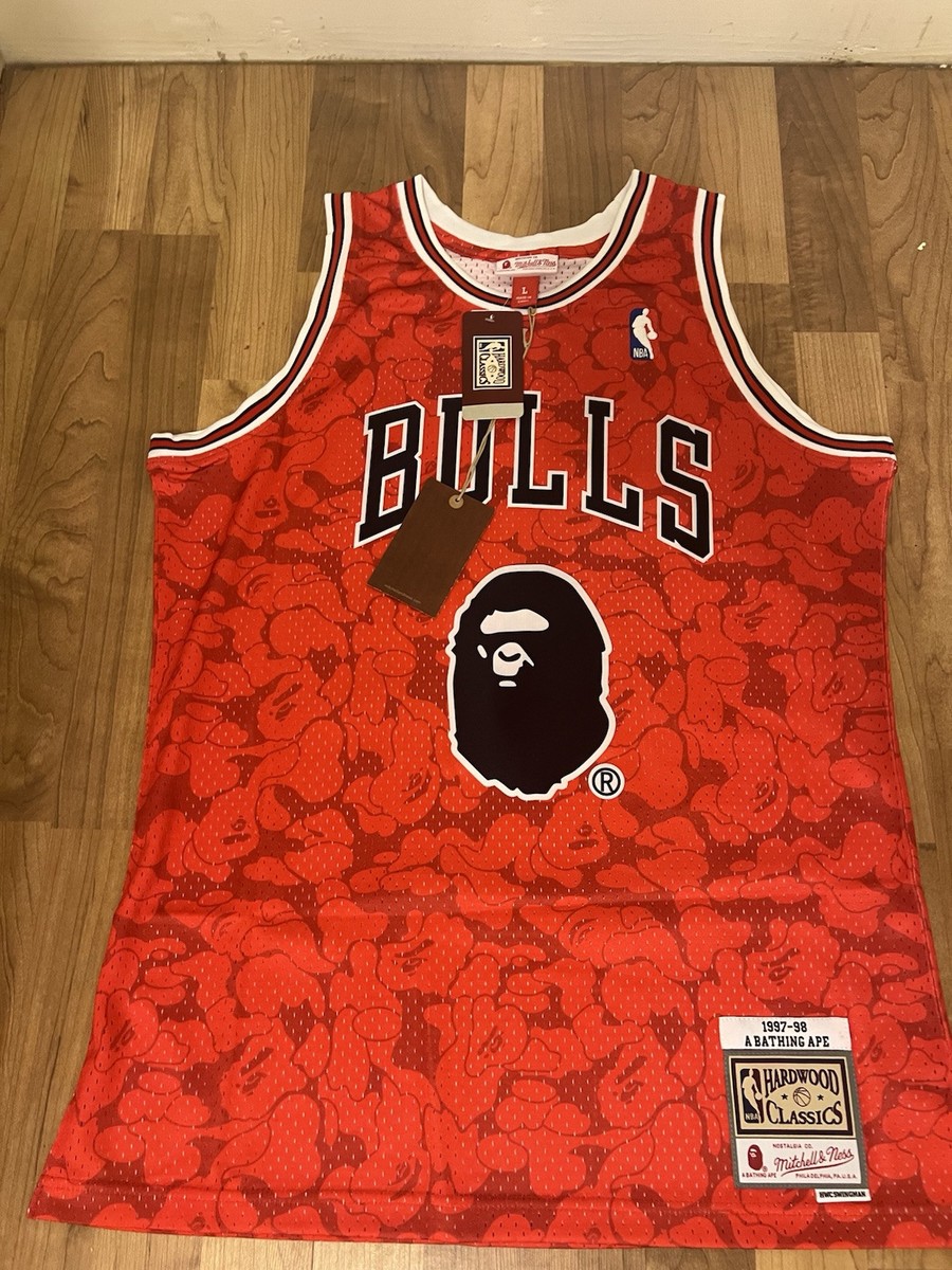 AUTHENTIC* BAPE x Mitchell & Ness Chicago Bulls 93 Jersey - Red | eBay
