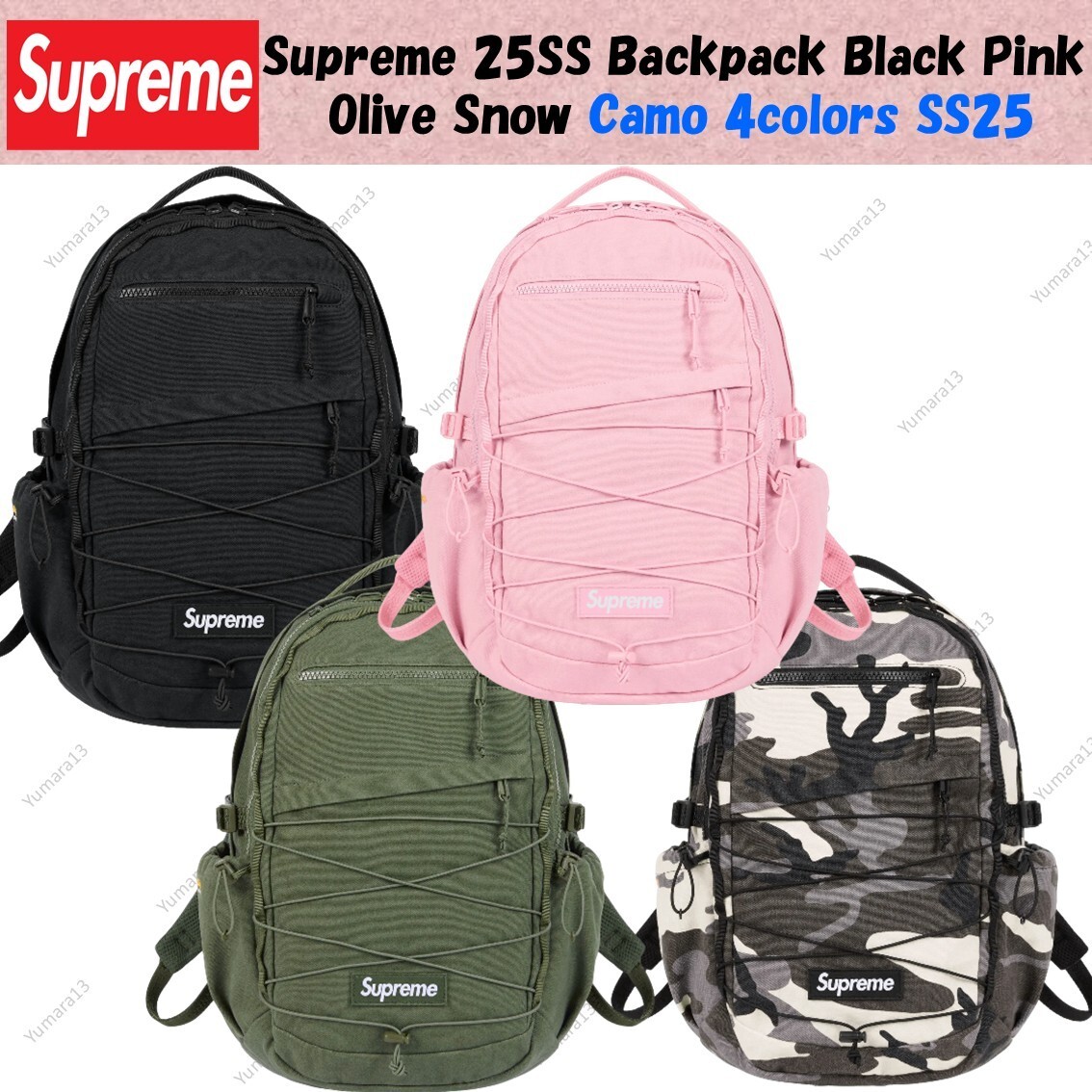 Supreme 25SS Backpack Black Pink Olive Snow Camo 4colors SS25 | eBay