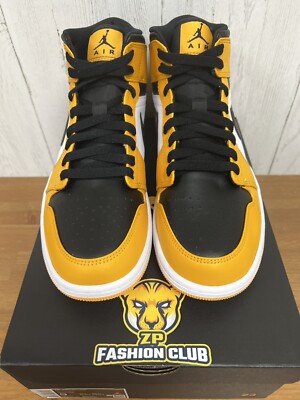 Nike Air Jordan 1 Mid Taxi Black Yellow Toe MENS 554724-701 GS